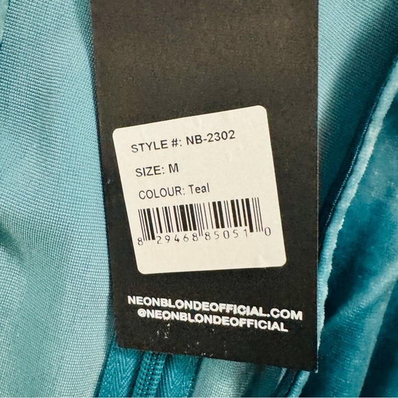 NEON BLONDE Blue Mini Dress with Deep V-Neck - Picture 7 of 8